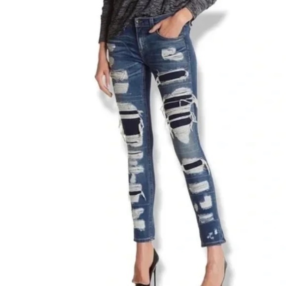 rag & bone Denim - Rag & Bone Jeans  Dre Distressed & Repaired Low Rise Skinny Ada Brigade Size 25